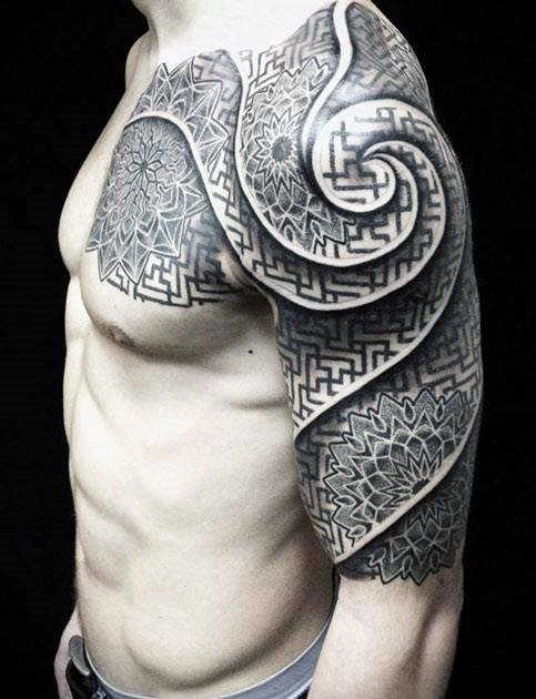 Geometric Tattoo Shoulder Ideas - Flawssy