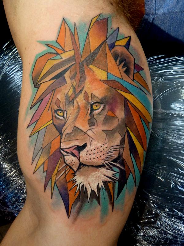 Geometric Tattoo Lion Ideas - Flawssy