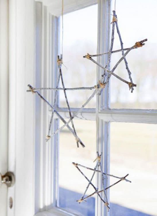 Hang wood branch stars (1)