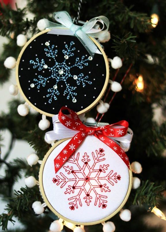 Make Christmas balls with embroidered drums (1)