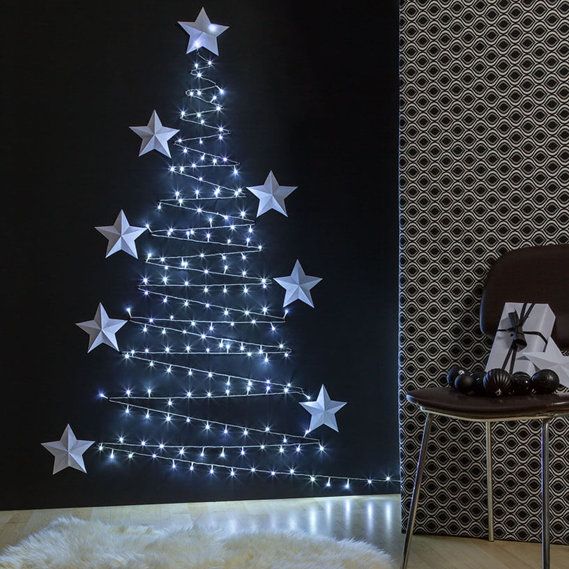 Wall Christmas tree with light decorations (1)