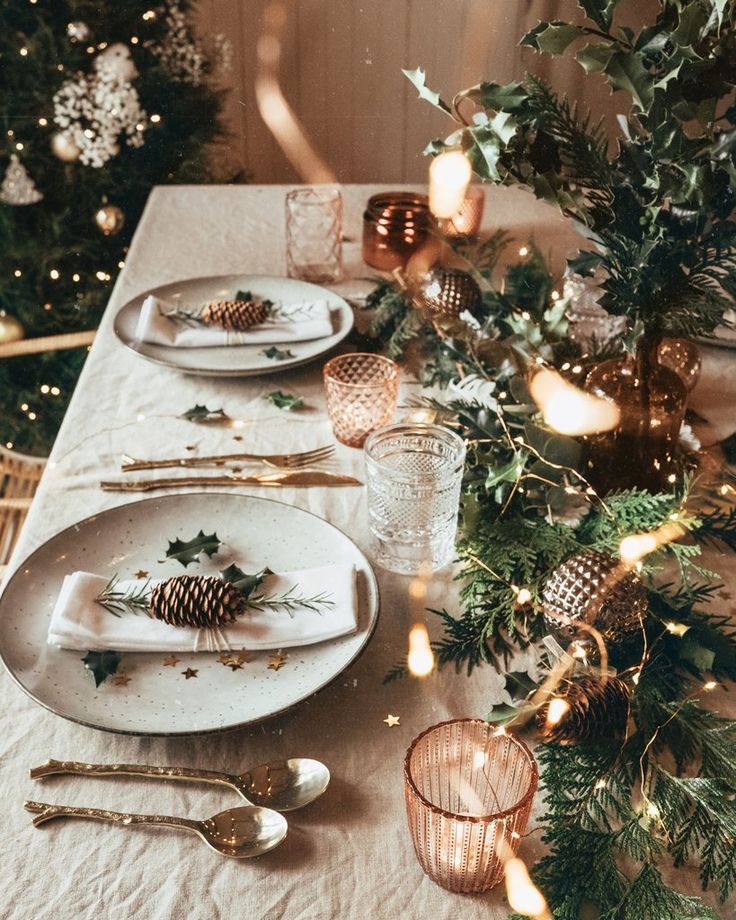 Wood and fir for a 100% natural holiday table