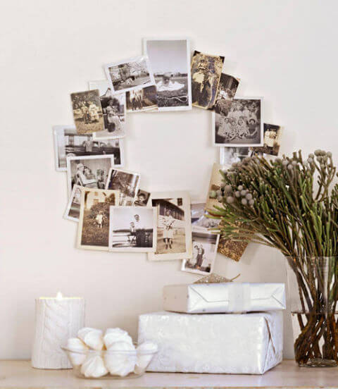 You can also use family photos to make a Christmas wreath (1)