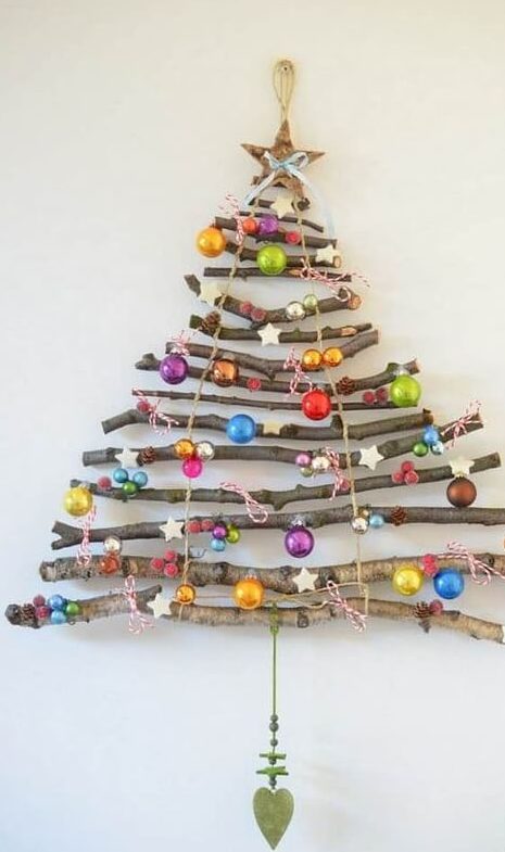 A Christmas tree made of tree branches (2)