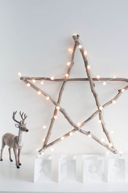 A Nordic Christmas star with an LED garland