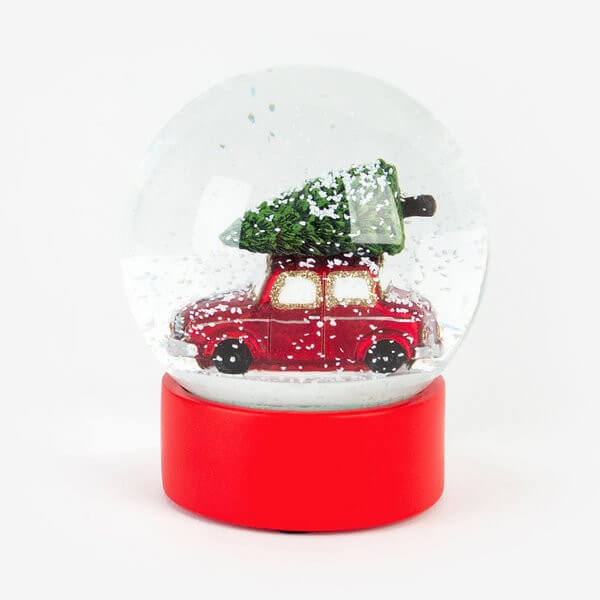 A car snow globe that carries a tree (1)