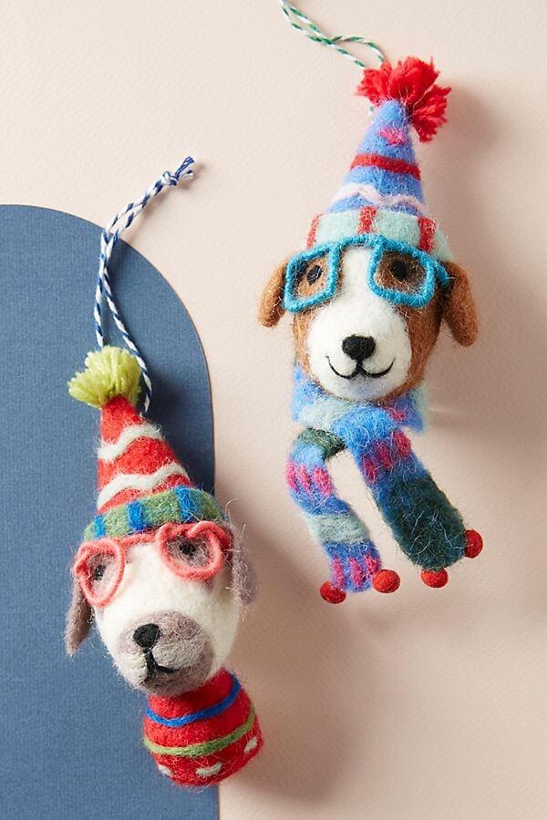 A fun decoration in the shape of a dog dressed for winter (1)