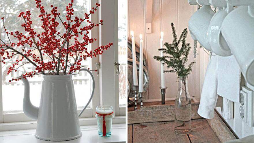 A mini tree and holly branches for a Nordic decoration (1) (1)