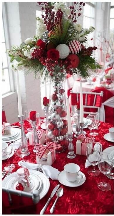 Christmas balls with candles for centerpiece (1)