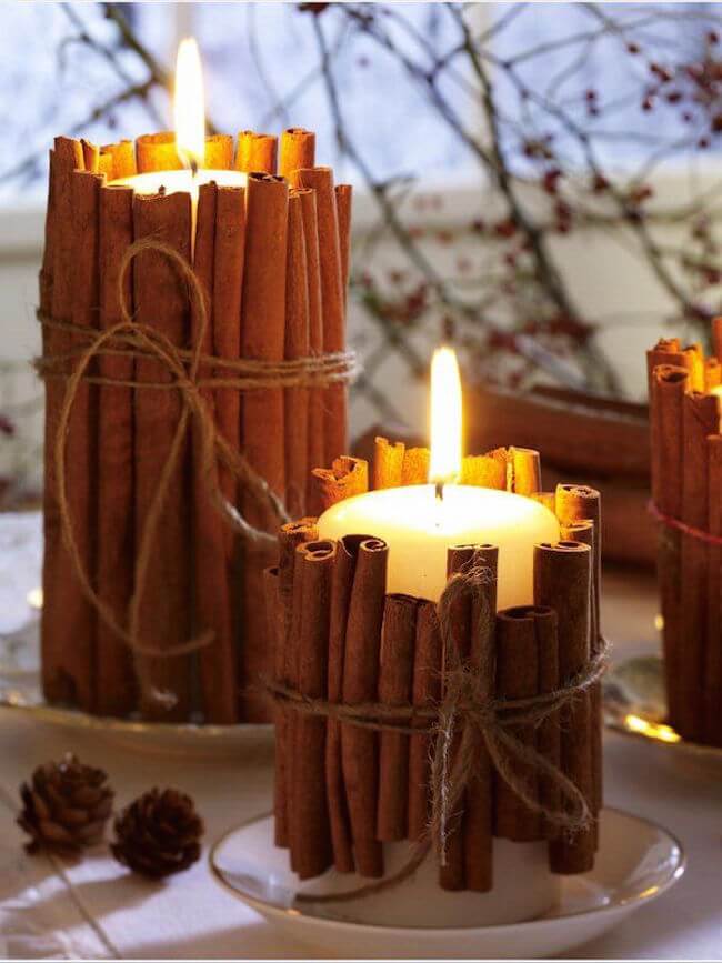 Cinnamon decorated candles (1)