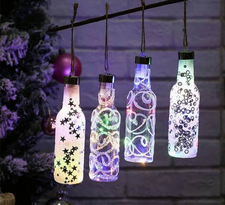 DIY Christmas pendant light with glass bottles (1)