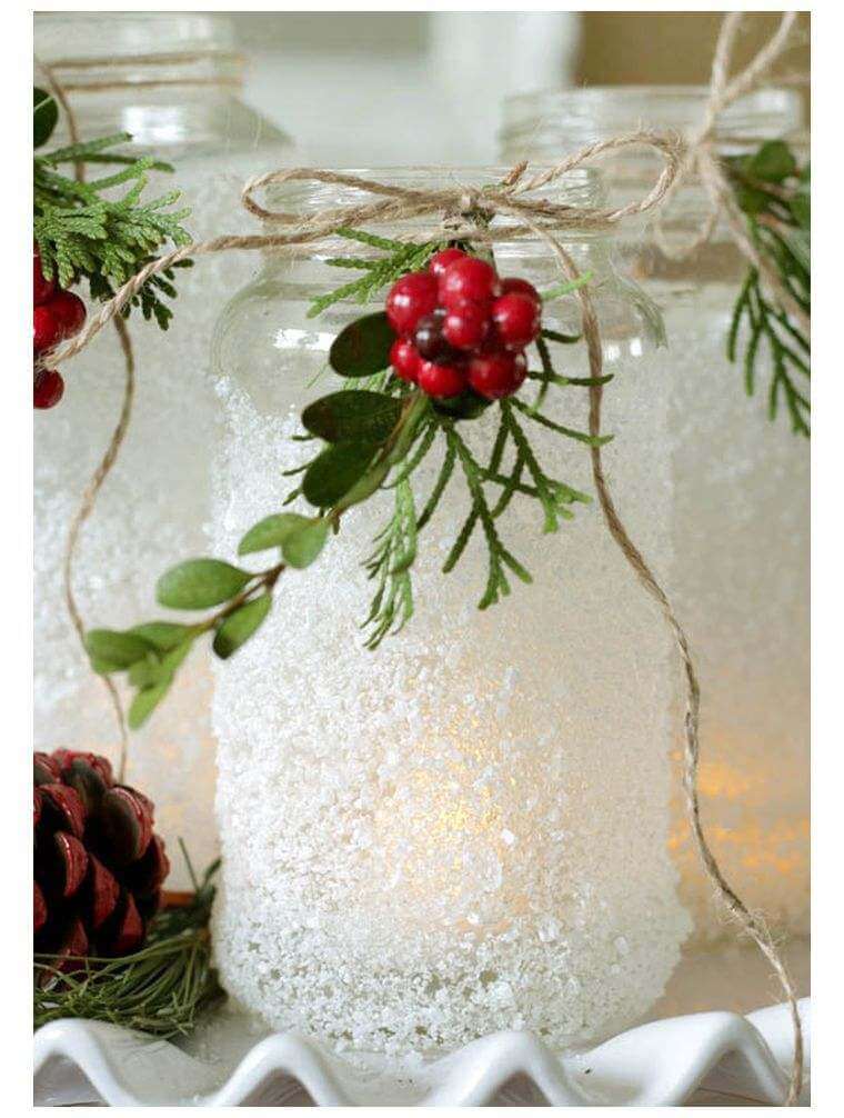 DIY Christmas table light decoration with snowy jars 1 (1)