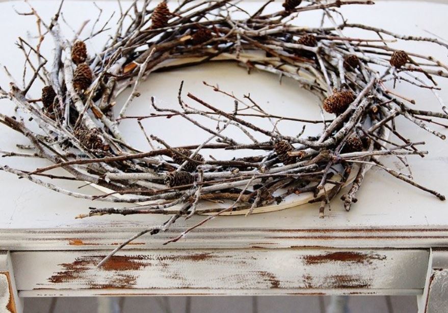 DIY branch door wreath