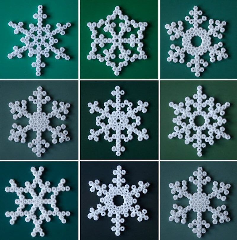 Different designs of iron bead snowflakes (1)