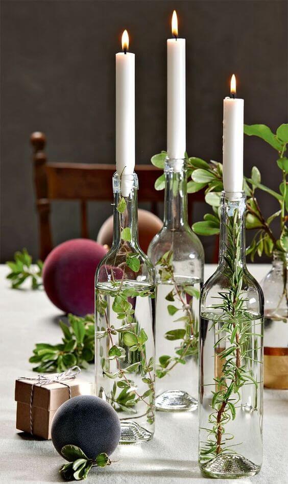Glass bottles transformed into candle holders (1)