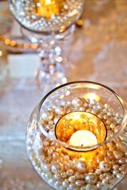 In a candle holder on pearls (1)