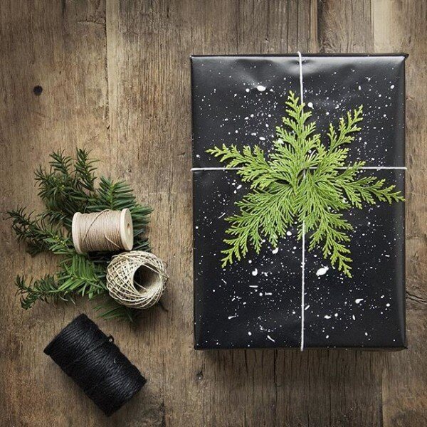 Personalize gift wrapping with branches or fern leaves