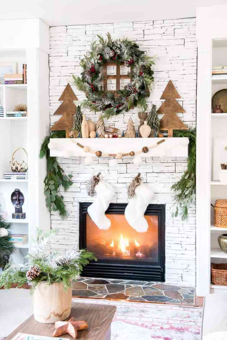 Rustic fireplace decoration 