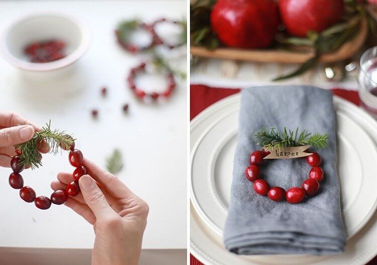 The Christmas napkin ring becomes a place card in no time! (1)