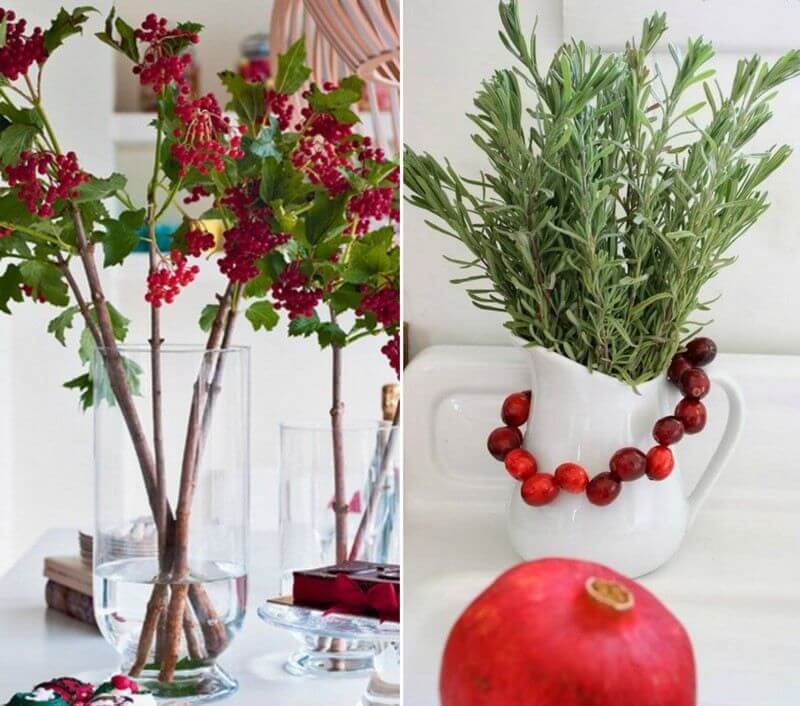 Two ideas for the traditional Christmas table in red-green and red-white (1)