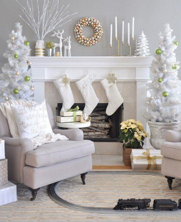 White fireplace decoration 