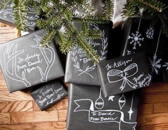gift wrap for Christmas to personalize with a chalk marker (1)
