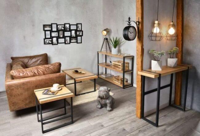 A basic industrial coffee table to furnish a timeless industrial living room (1)