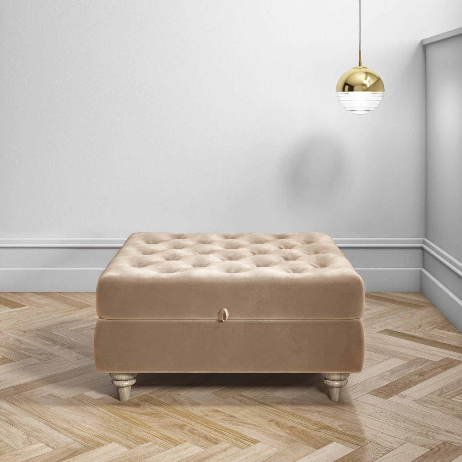 A beige Scandinavian footstool (1)