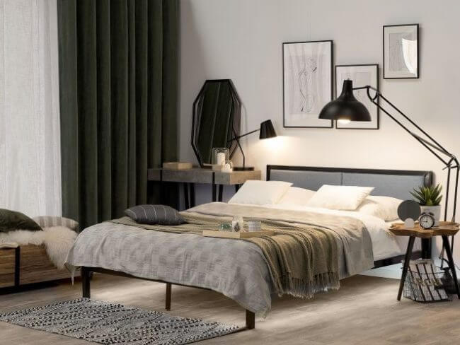 A large metal floor lamp to illuminate a large bedroom (1)