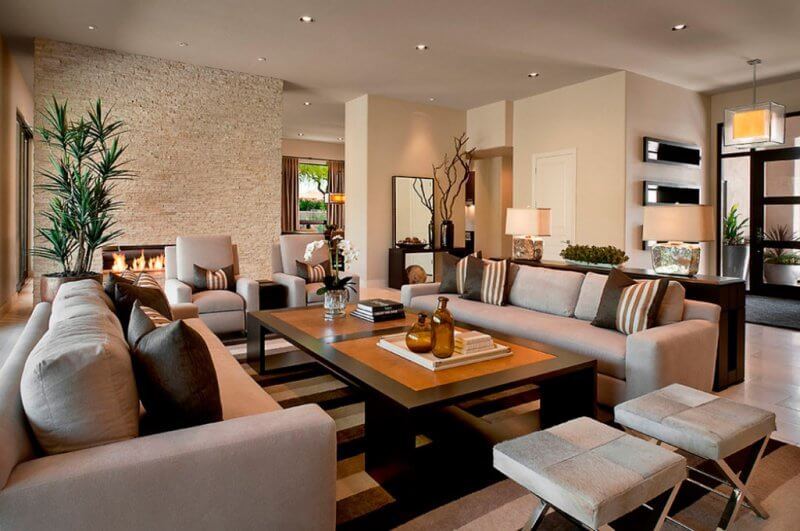 rustic beige brown living room design