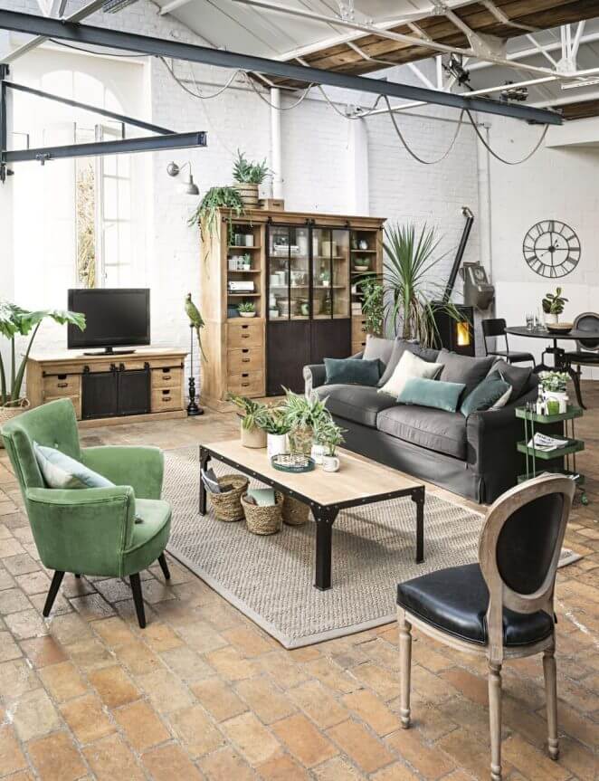 Combine industrial decor and vintage furniture (1)