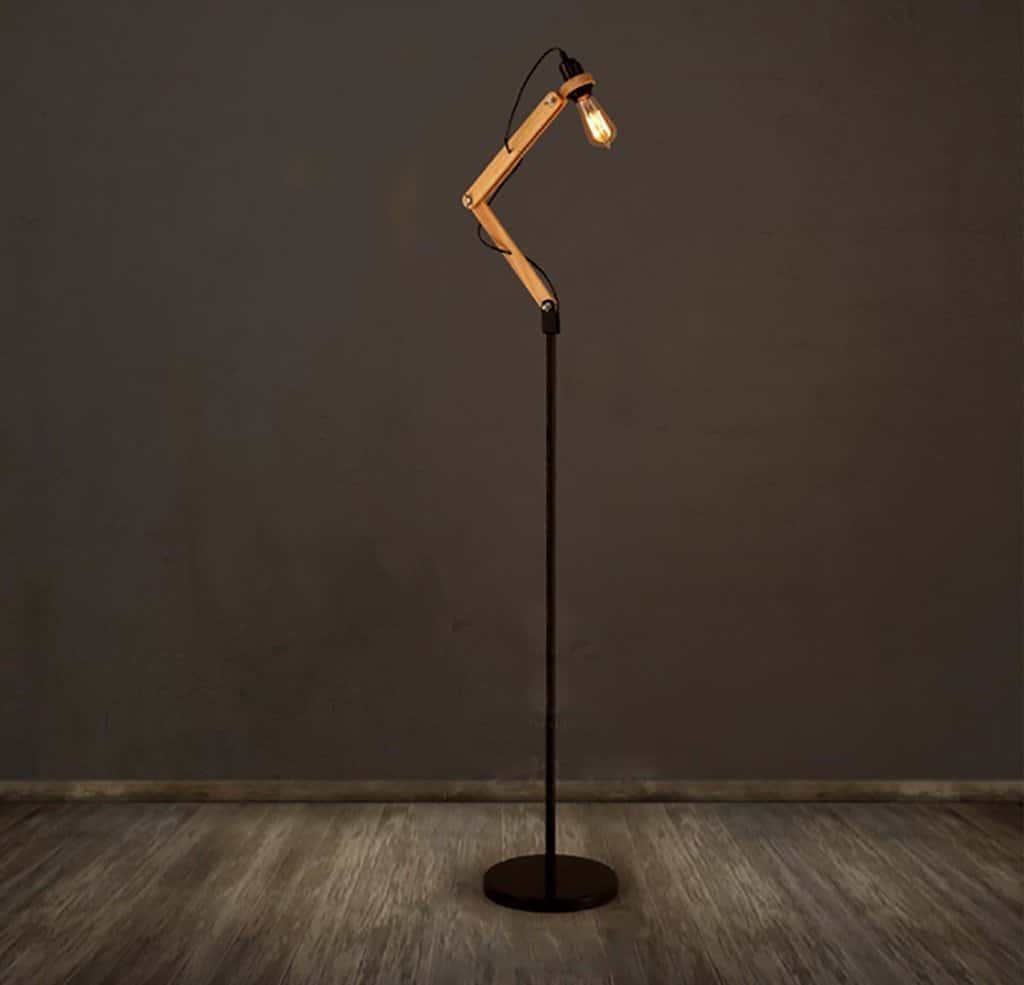 Industrial purity with this wooden articulated arm floor lamp! (1)