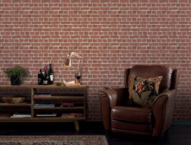 Install a red brick wall in your living room (1)