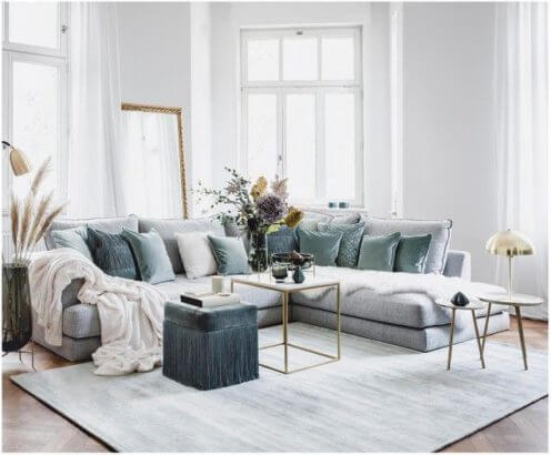 Large light gray corner sofa (1)