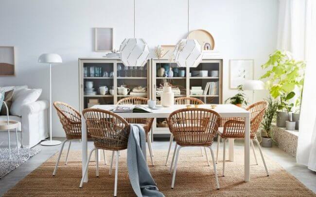 Rattan, bamboo and white metal (1)