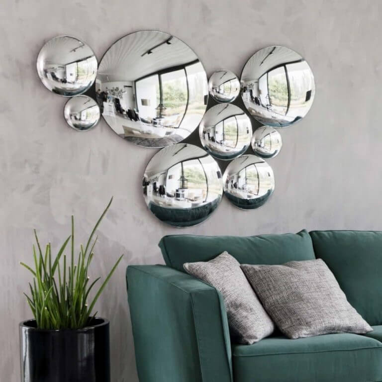 Set of 9 silver convex mirrors  (1)