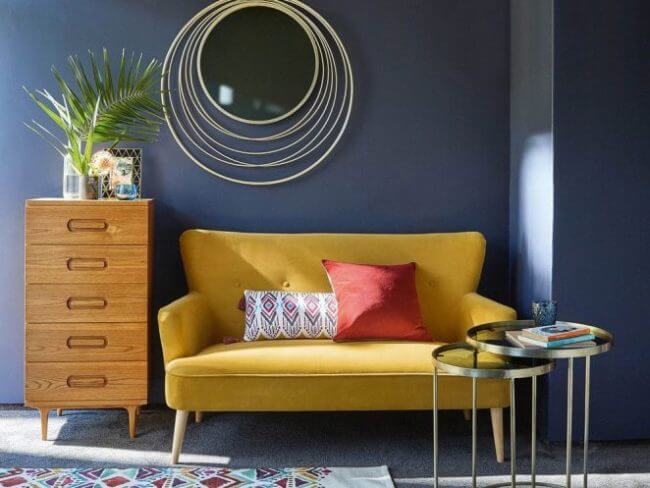 Yellow and navy blue living room (1)