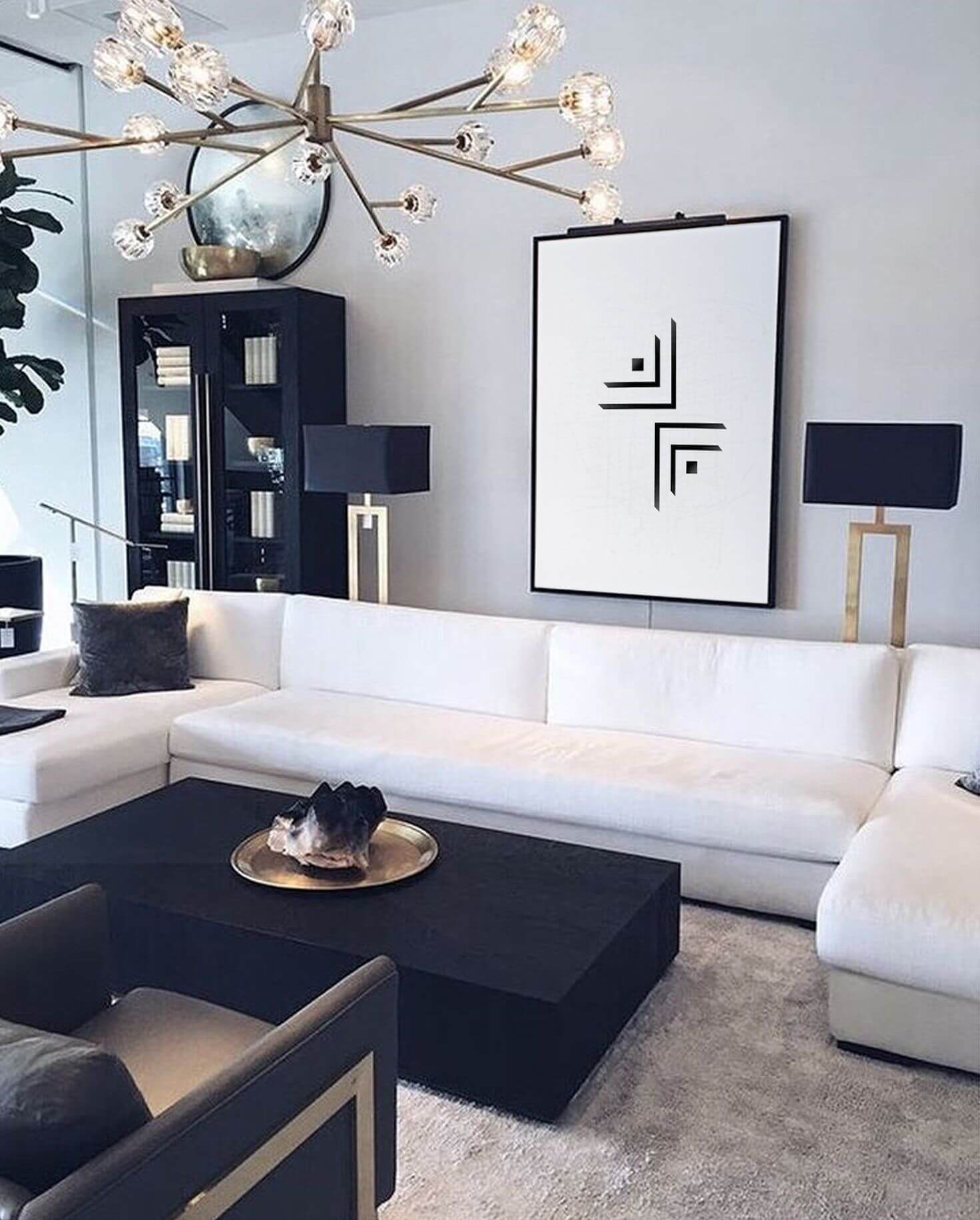 25 Ideas of Decoration in a Black and White Living Room (1)