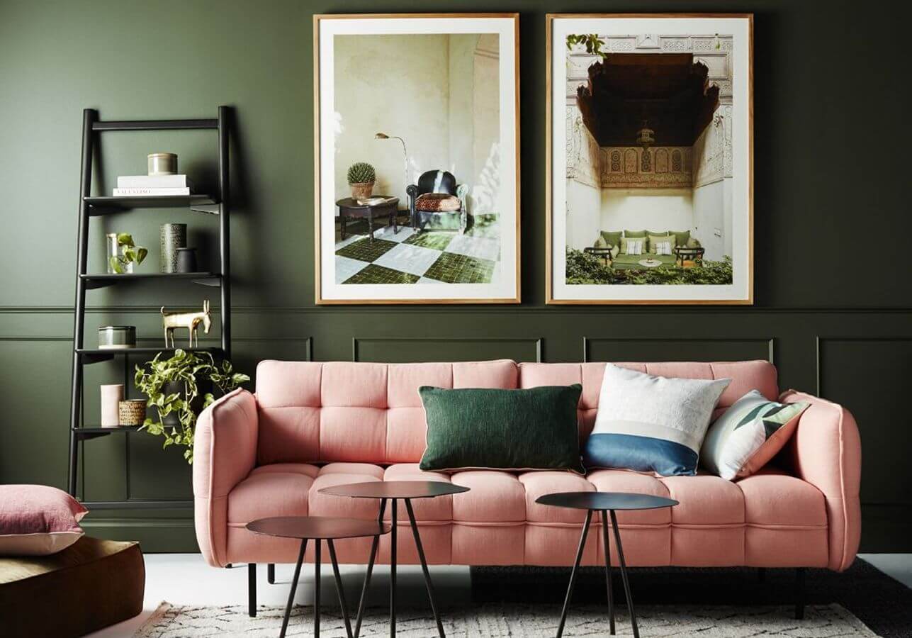 A colorful green and pink living room (1)