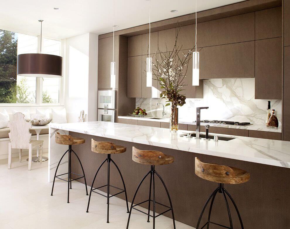 Contemporary style open kitchen in dark brown tones (1)