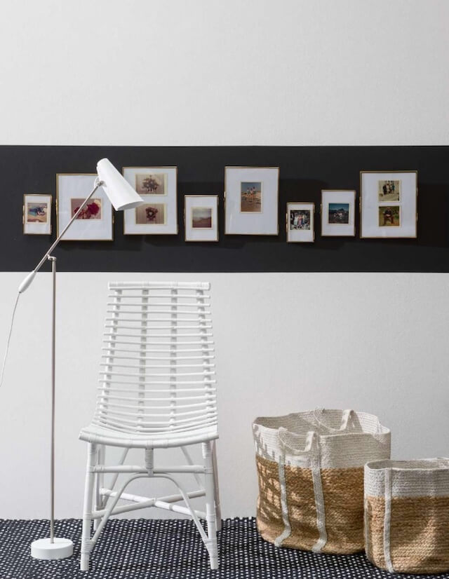 Create a strip of paint on the wall to accommodate his photos (1)