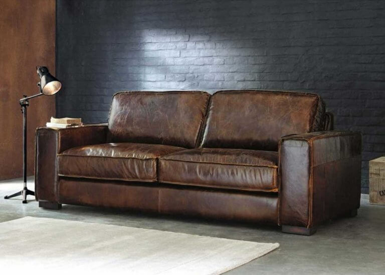 Dark brown leather sofa (1)