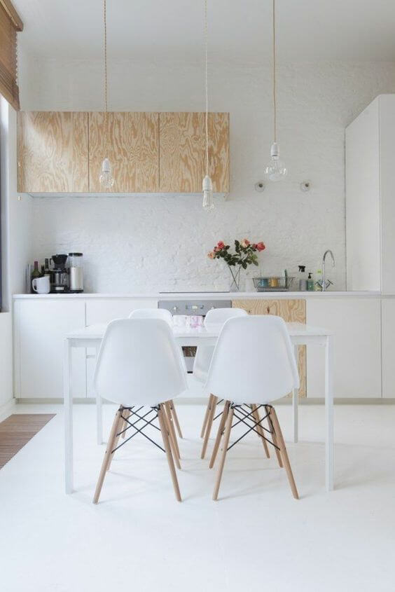Decorative ideas for a white kitchen… downstairs, and wooden furniture upstairs! (1)