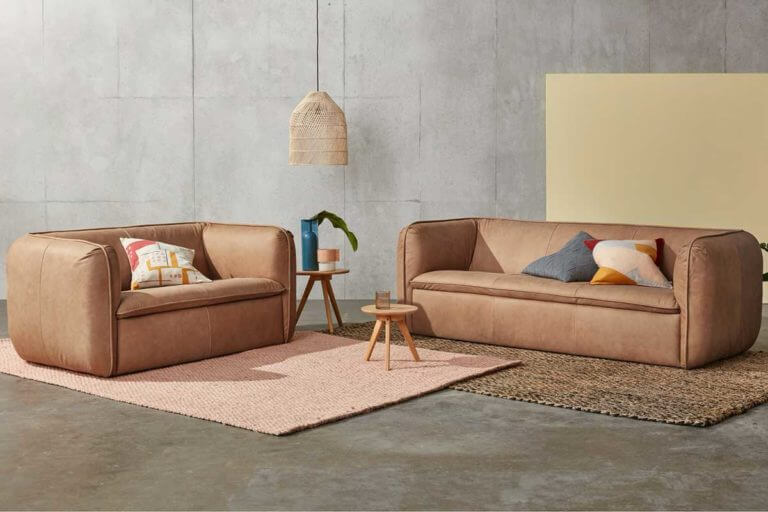 Design brown leather sofa without foot (1)