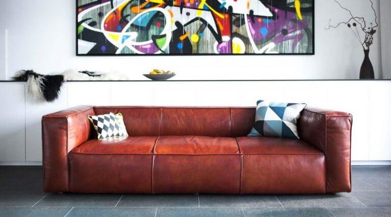 Leather sofa in brown and orange shades (1)