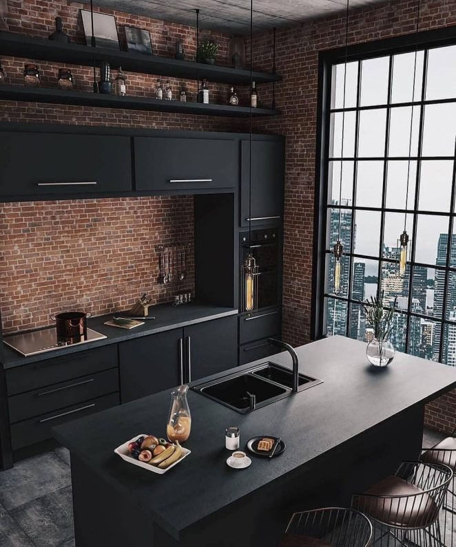 Matte black kitchen furniture (1)