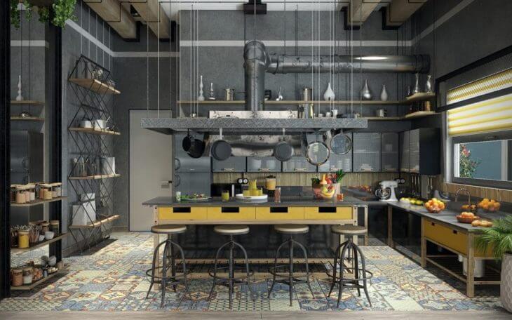 Spacious industrial-style kitchens (1)