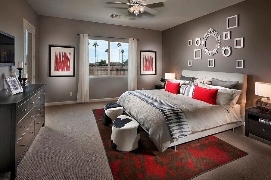 The decor of a contemporary gray and red bedroom (1) - Copy