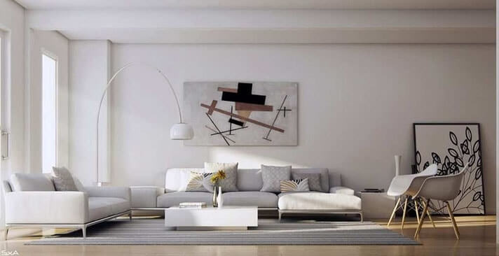 This almost monochrome living room is splendid with the absolute simplicity of an immaculate white (1)