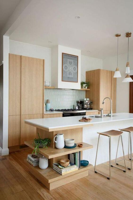 Use wood for a modern & warm kitchen (1)